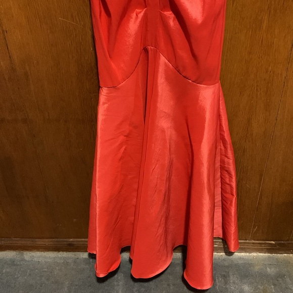 Ruched Mermaid Style Coral Pink Dress - Picture 5 of 8